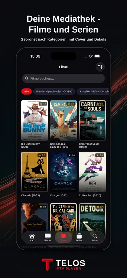 TELOS auf dem iPhone: Filme